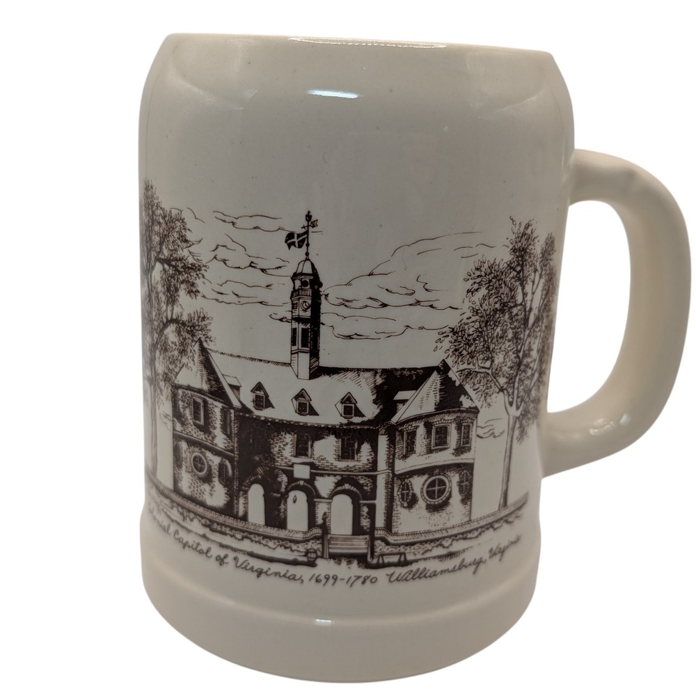 Vintage Williamsburg Virginia Beer Stein Large‎ Mug Colonial Capital Made in USA